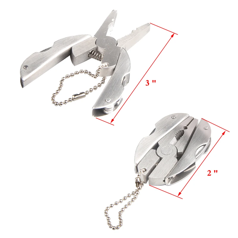 Portable Multifunction Stainless Steel Folding Plier Foldaway Knife Keychain Screwdriver 21-39-10