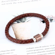 

Mcllroy Men bracelet/leather braided vintage Stainless Steel Magnetic Clasp Male Bracelets Bangles Punk Jewelry Gifts 2019 homme
