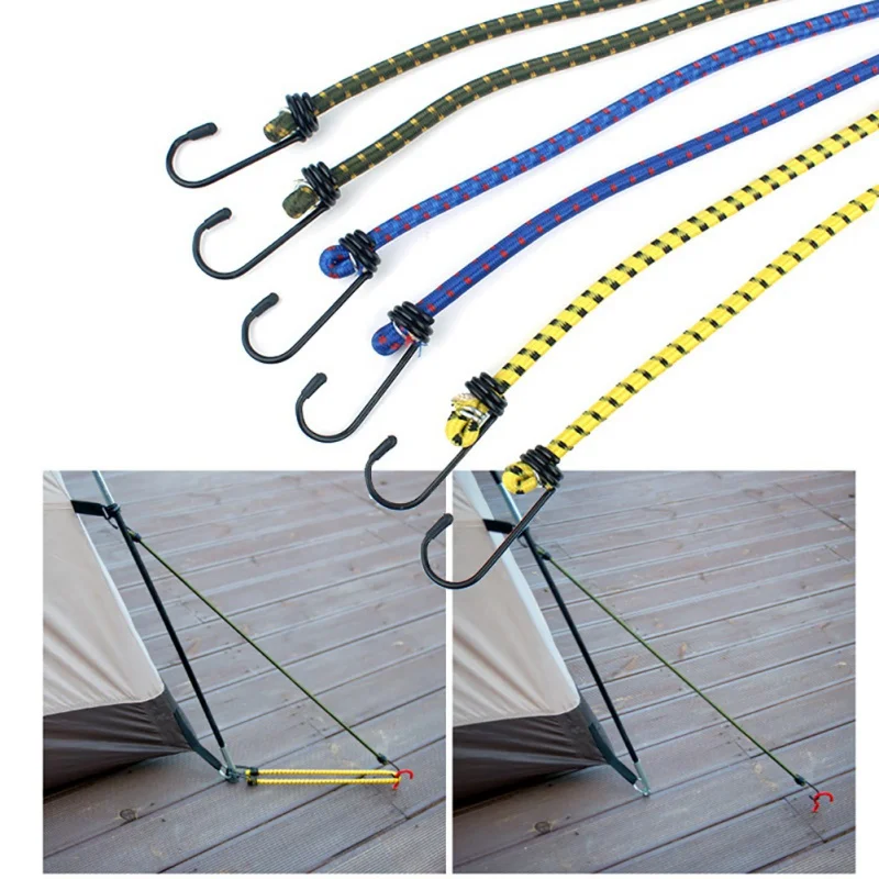 6 шт. Банджи шнур высокая эластичность резиновая привязанная веревка с крючками уличная палатка сборка Кемпинг багаж аксессуары для улицы