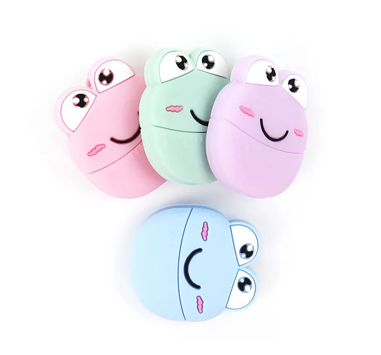 Многоцветные силиконовые бусины в виде героев мультфильмов, 5 шт., мини-лягушка, Прорезыватель для зубов, BPA бесплатно, сделай сам, детские игрушки для прорезывания зубов