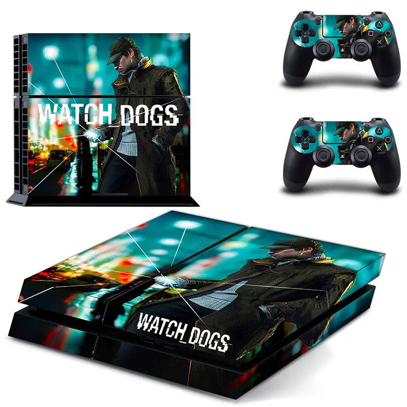 Для Sony Watch Dogs Play Station 4 ps4 наклейка на кожу одна консоль две наклейки геймпады