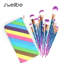 zwellbe 7/12Pcs Diamond Shape Makeup Brushes Set Beauty Cosmetic Eyeshadow Lip Powder Face Pinceis Tool Kabuki Brush Kits Pincel