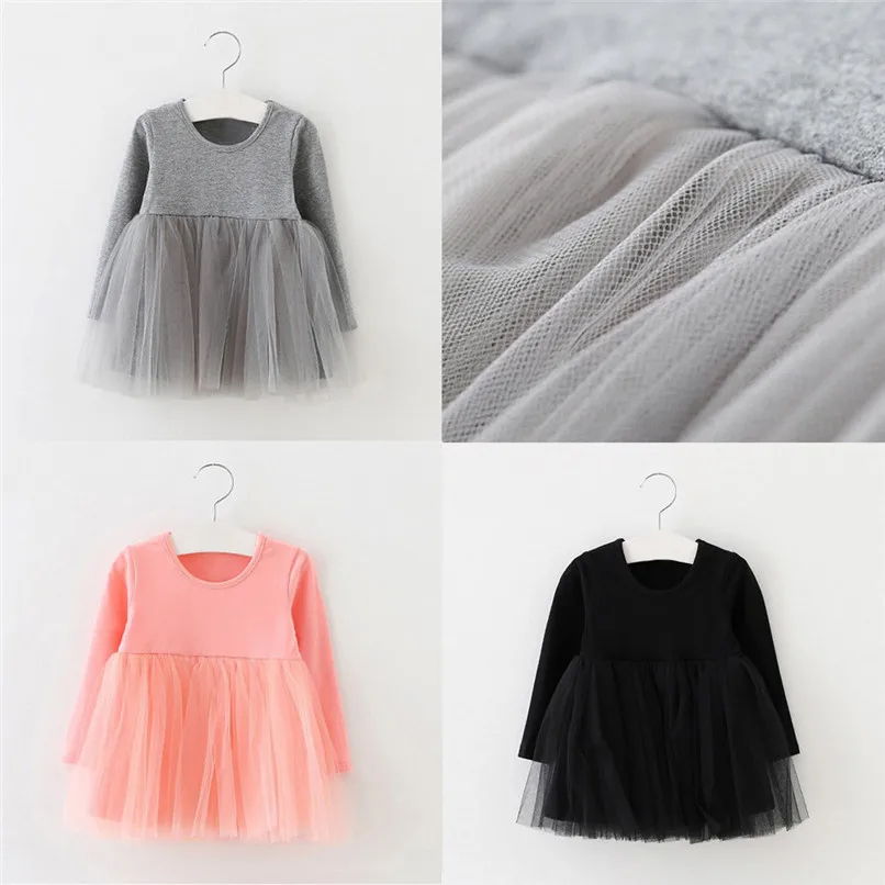 

Long Sleeve Girls Dresses Girls Clothes Toddler Kids Baby Girls Solid Princess Tutu Dress Party Wedding Dress For Girls S12#FN