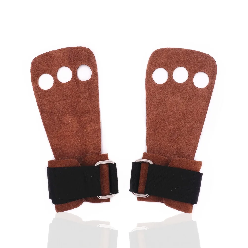 Leather Gymnastics 3 Holes Palm Hand Grips for Crossfit Home Gym Fitness Training Pull up Weight