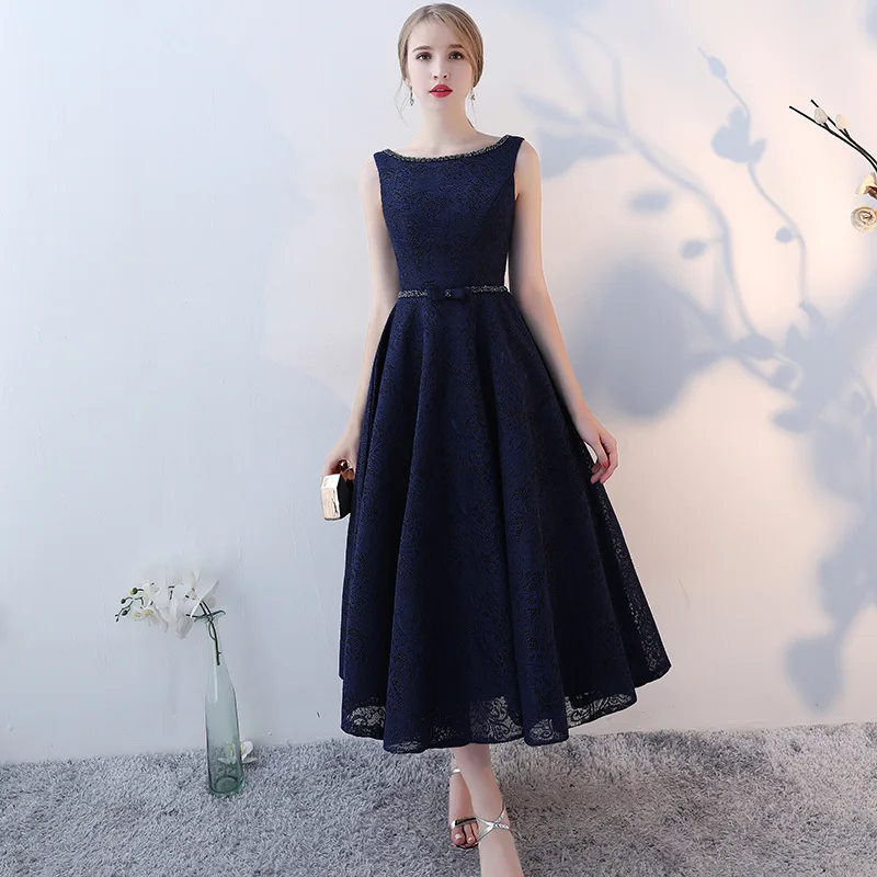 simple navy blue gown