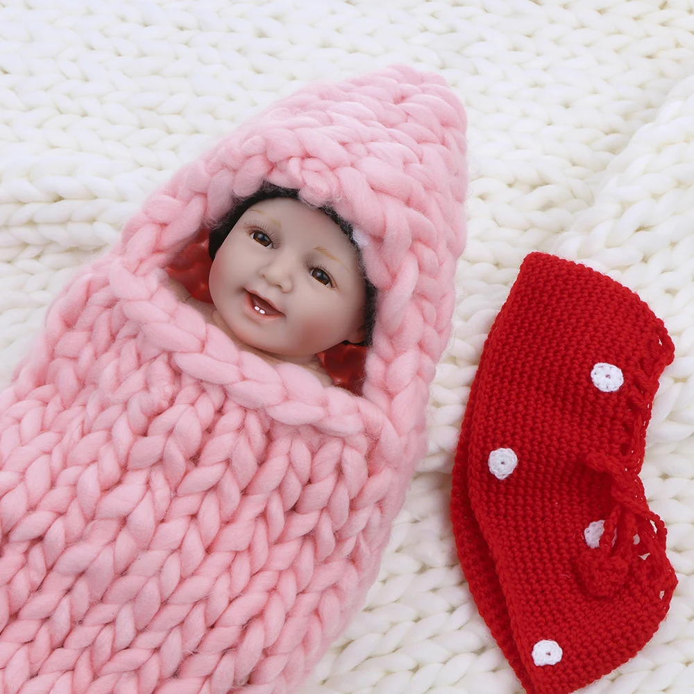 

Warm Newborn Infant Baby Spring Fall Winter Stroller Bed Sleeping Bedding Bag Sack Swaddle Wrap Blanket Hand Knitted Crochet