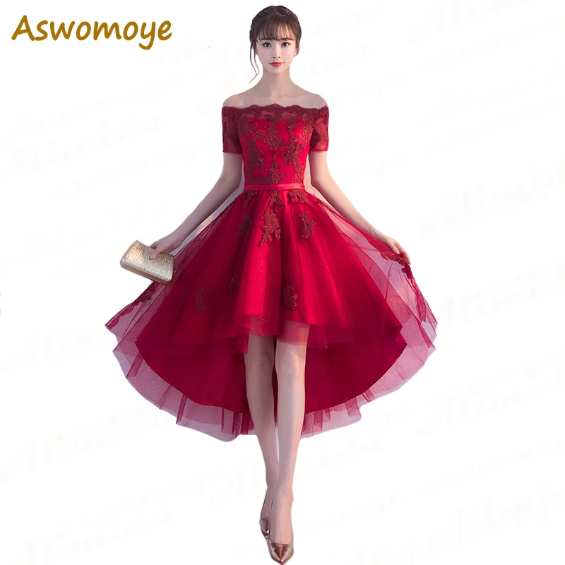 Женское вечернее платье Aswomoye с коротким передом и длинной спинкой 2018|robe de soiree|robe