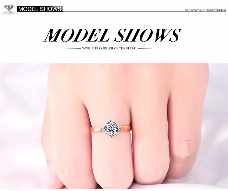 Jewellwang Złota Róża 18 K Moissanite Pierścionki Dla Kobiet 1ct