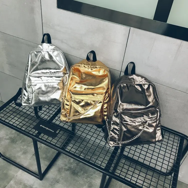 Mochila holograma láser de moda de marca famosa, Mochila holográfica de cuero PU de plata para mujeres, Mochila escolar para colegialas Mochila holograma láser de moda de marca famosa, Mochila holográfica de cuero PU de plata para mujeres, Mochila escolar para colegialas