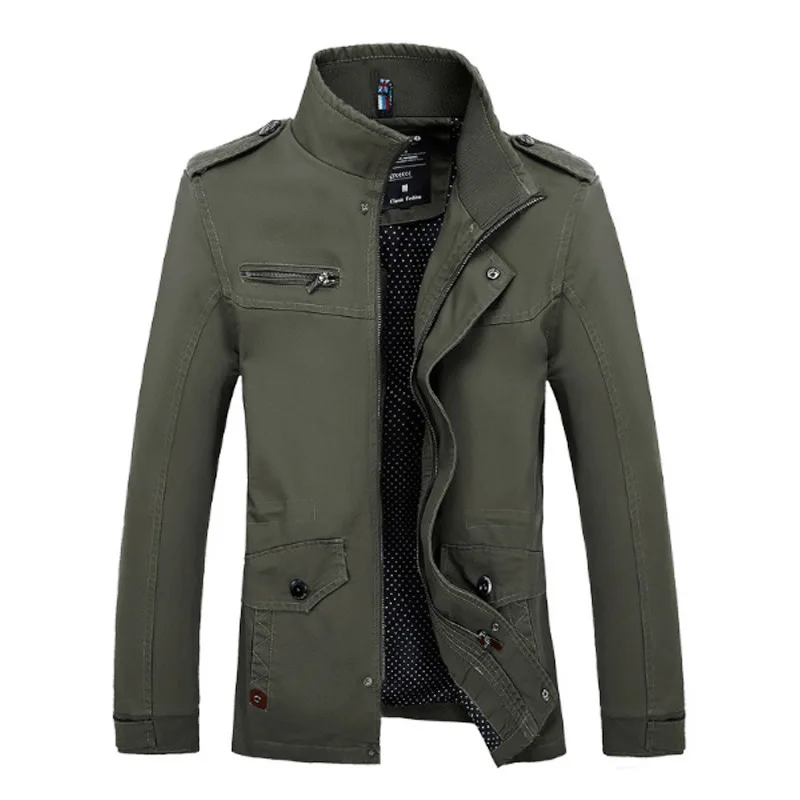 Хаки Мужская куртка Slim Fit высокое качество пальто осенняя одежда мужские куртки