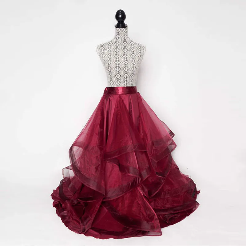 burgundy tulle maxi skirt