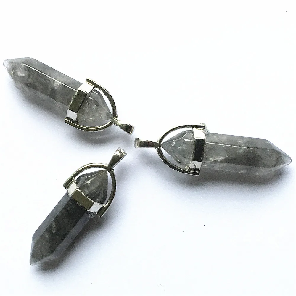 Газель Мода натуральный смог кварц дым кристалл камень кулон точки столб Пуля для ожерелья ювелирных изделий 12 шт