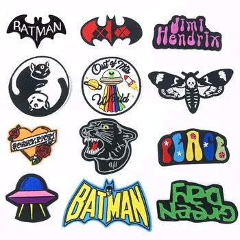 

Fine Batman Silent Peace Iron on Patches Letter Cats Tigers Leopard Embroidery Appliques DIY Punk Decor Anime Clothes Stickers