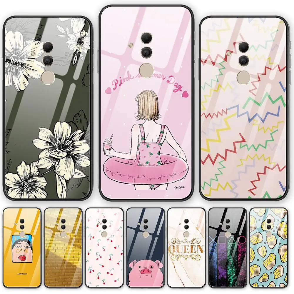 

fashion HUAWEI mate 20lite Case Cover Tempered glass Phone Case interesting For HUAWEI mate 20 lite Tempered glass Phone Case