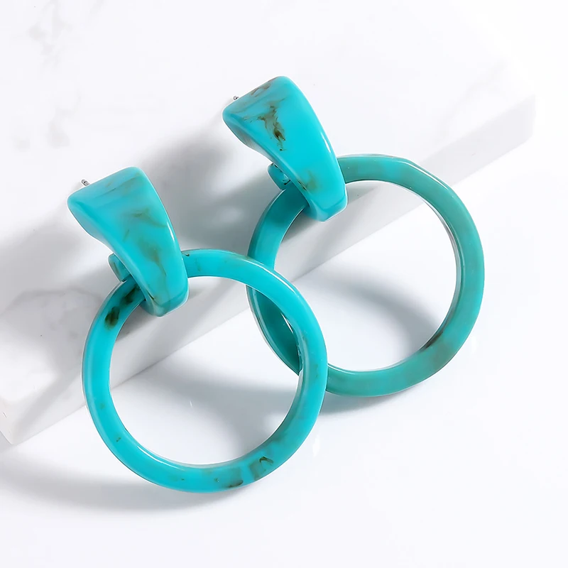 Round Resin Drop Earrings Green Beige Fashion Korean Simple Forwomen Temperament Gift Personality Acrylic Ear | Украшения и