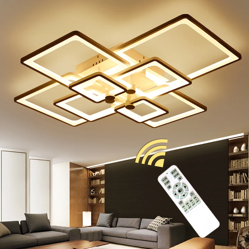 

Rectangle Acrylic Aluminum Modern Led Ceiling Lights For Living Room Bedroom New White Modern Warm White Ceiling Lamp Fixtures
