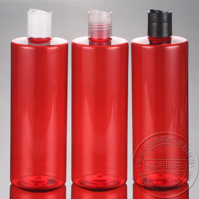10PCS 500ML Press Screw Cap Bottle,Red Plastic Cosmetic Container,Empty