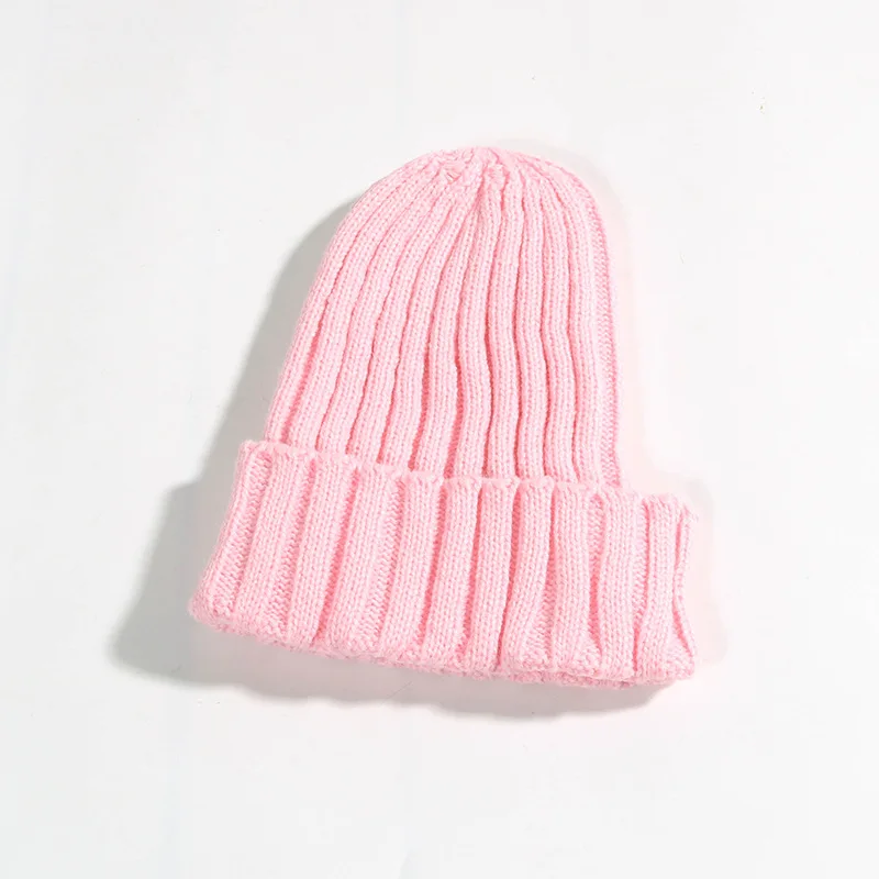 Осень-зима Детская шерсть шляпа Детская мода крючком вязаная шапка для мальчиков и девочек Карамельный цвет теплая шапочка Кепки ребенок шляпа - Цвет: pink