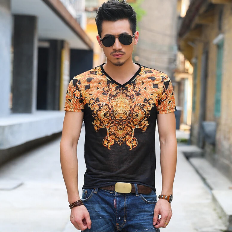 New Stylish Men Summer T shirt Short Sleeve Printed Cotton Men T shirt Design Clothing Casual