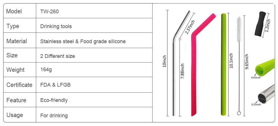 TEENRA 10 шт. пищевой цветной силиконовый набор соломинок многоразовая соломенная щетка для питья большая нержавеющая соломинка для питья большая прямая 12 мм