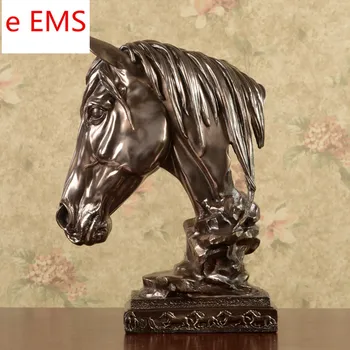 

Animals Bust Retro Horse Head Statue Continental Resin Craftwork Home Decorations Art Material L2361