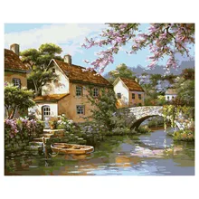 Горячая Распродажа картина без рамы, пейзаж картина по номерам DIY живопись маслом на холсте украшения дома для Гостиная 40*50 см G4