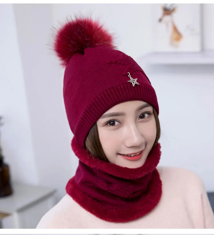  winter hat pompom hat beanie winter hats for women winter cap with scarf gorros mujer invierno winter set hat scarf (19)