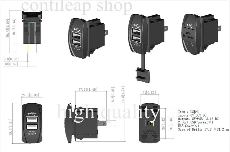 IZTOSS Водонепроницаемый LED DC12-24V 3.1a мотоциклетные Dual USB Мощность Зарядное устройство Разъем отправить 2 шт. 15 см кабель