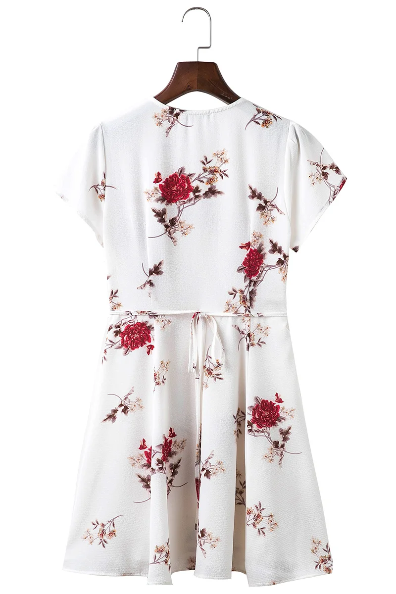 BONGOR LUSS Women Summer Dress 2017 V-Neck Cape Short Sleeve Casual Mini Dress Boho Beach Vinatge Floral Print Dress Sundress (1)