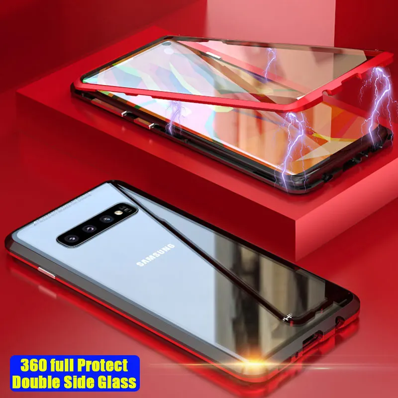 

Magnetic Adsorption Phone Case for Samsung Galaxy S10 Plus full Protect Double Side Glass Cover for Samsung Note 10 9 8 S9 S8