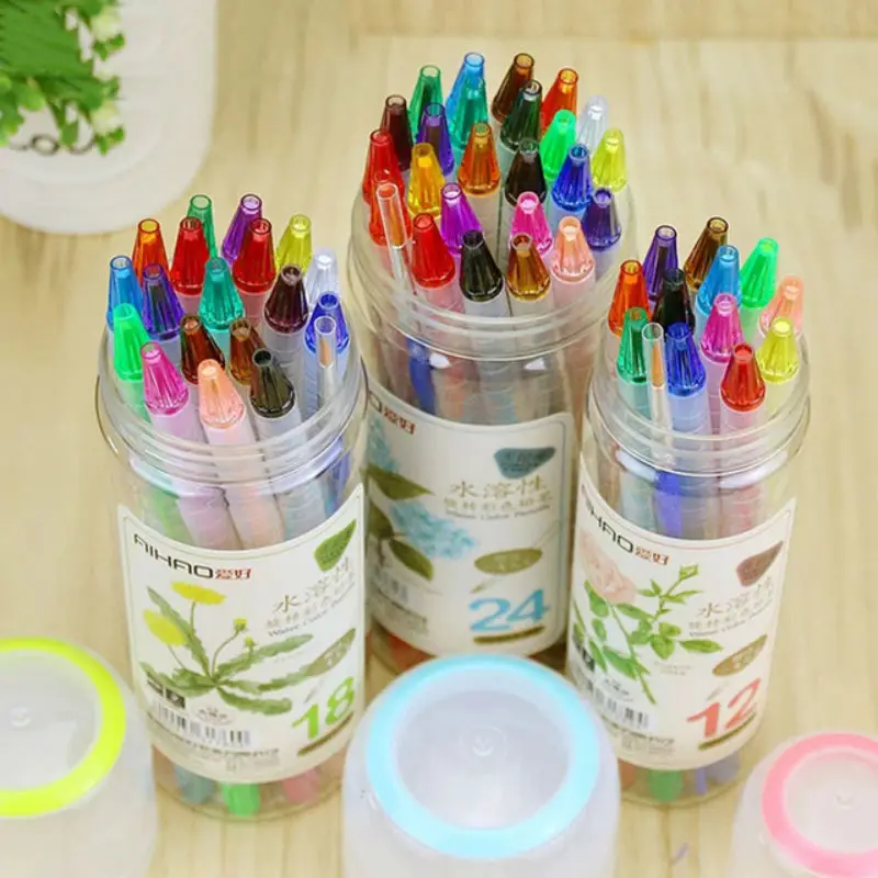 

12/18/24/36 Colors Rotary Painting Stick Water Soluble Colored Pencil Pen Students Drawing Graffiti Crayon Art Supplies