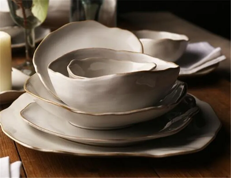 KINGLANG керамика Творческий Бытовая Посуда, рисовая чаша, блюдо чаша, суп набор посуды