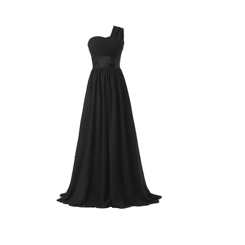 One Shoulder Chiffon Formal Party Long Bridesmaid Dress | Uniqistic.com