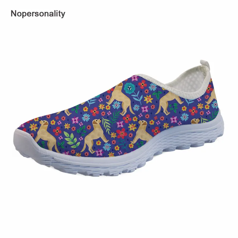 

Nopersonality Casual Women Shoes Breathable Sneakers Labrador Print Mesh Loafers Teen Girls Personality Flower Dogs Flat Shoes