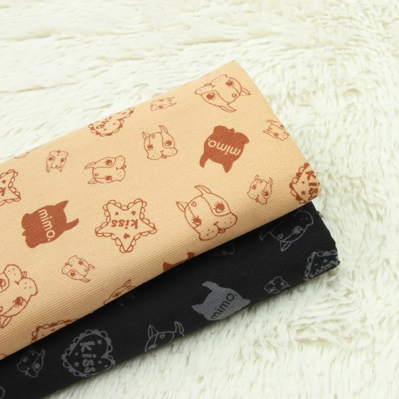 

half meter 100% cotton corduroy cartoon dog print thin stripe handmade DIY garment children cloth pure cotton T562