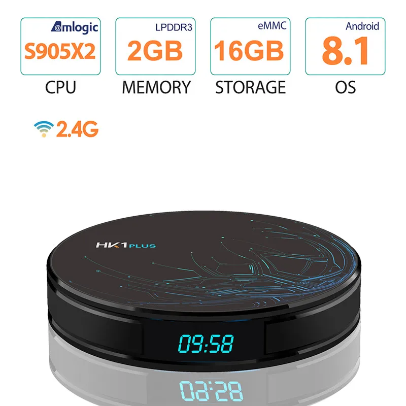 HK1 PLUS Smart TV BOX Android 8.1 OS S905X2 Quad core DDR3 2GB 16GB 2.4G WIFI USB3.0 4K HDR H.265 TV Set top Box android box