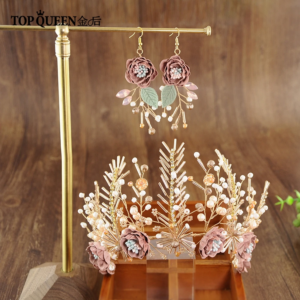 

TOPQUEEN Bridal Hair Accessories Crown Gold and Pearl Wedding Bridal Crown Pearl Crystal Bridal Headpieces Bridal Tiara HP218