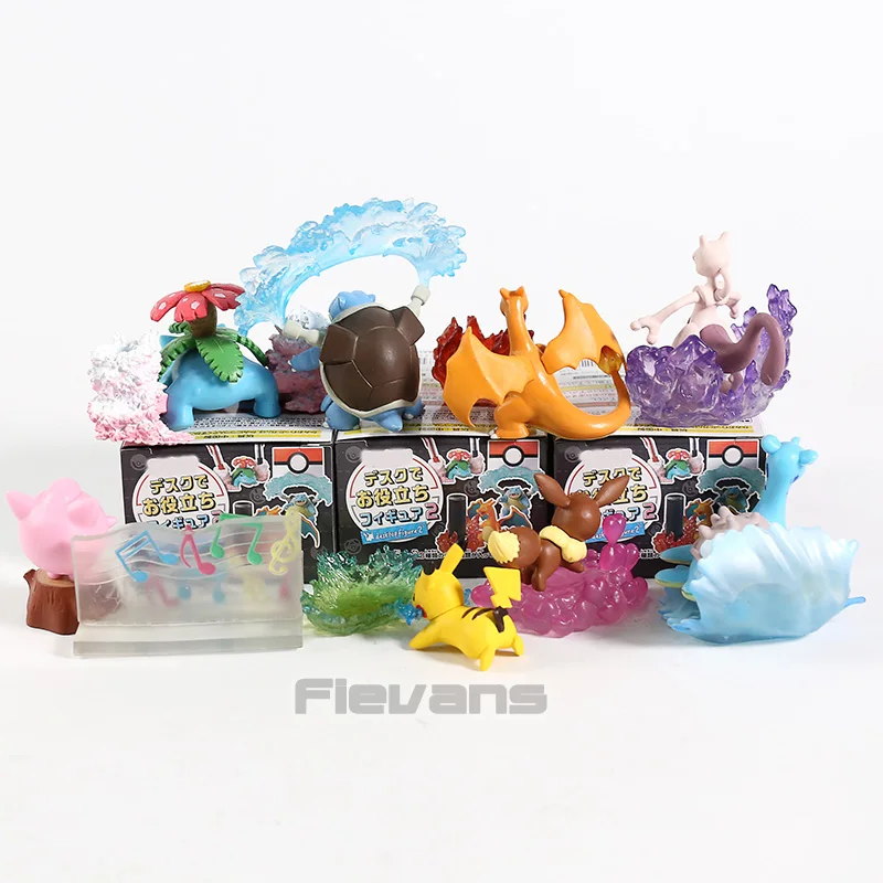 Anime XY Eevee Charizard Venusaur Blastoise Mewtwo Jigglypuff Lapras Mini PVC Figures Collctible Toys 8pcs/set