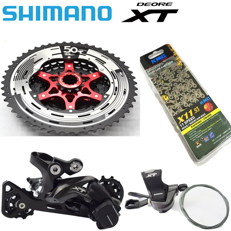 

4pcs SHIMANO DEORE XT M8000 11S Speed 11-46T 11-50T Groupset bike Shifter Lever & Rear Dearilleur & SunRace Cassette KMC Chain