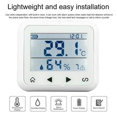 

TD32 LED Display Adjustable Temperature And Humidity Alarm Sensor Detector Alarm Protect the personal and property