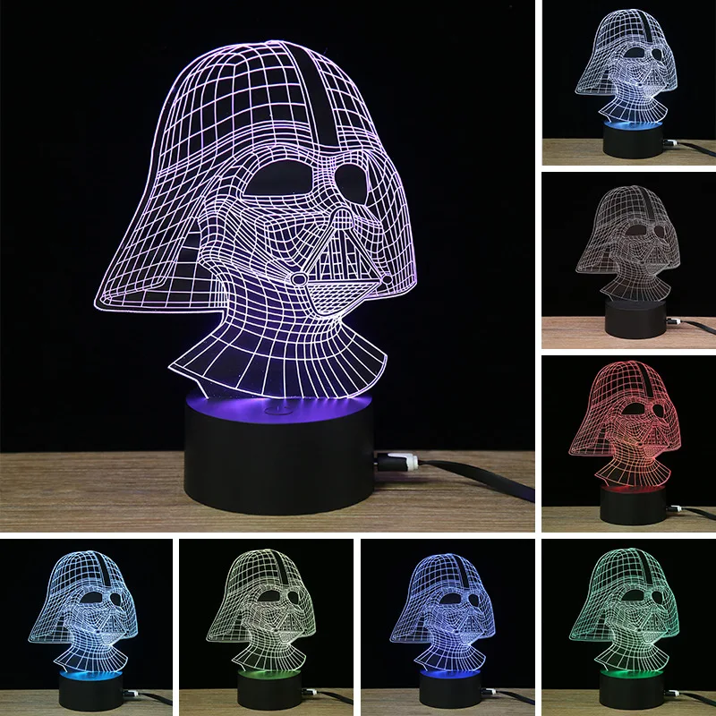 

Star Wars Black Samurai helmet 3D Vision Night Light Color changing Night Light Touch Light Desk Light with remote control