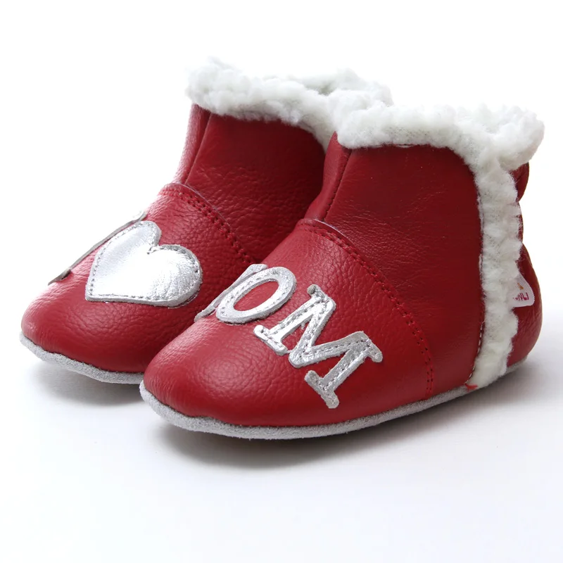 Ботинки для девочки зима Сначала ходунки кожаные зима снег обувь девушки теплые детские зимние ботинки мальчик девочка сапоги белый малыша пинетки