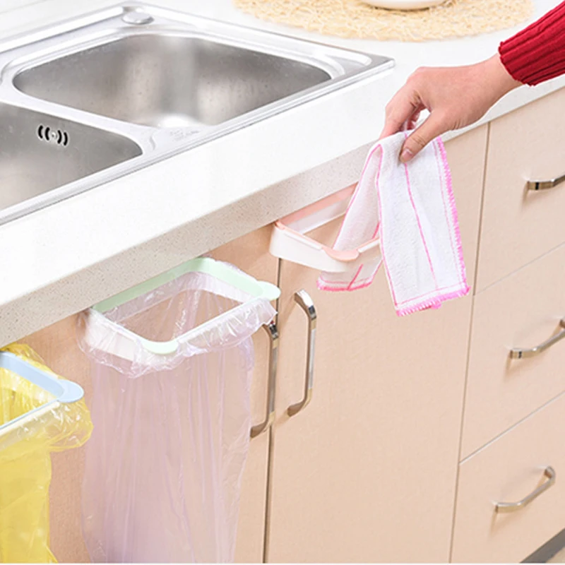 

Panda Kitchen Gadgets Cabinet Door Garbage Bag Shelf Kitchen Tools Rack Hanging Storage Trash Rack Kitchen Accessories Goods C