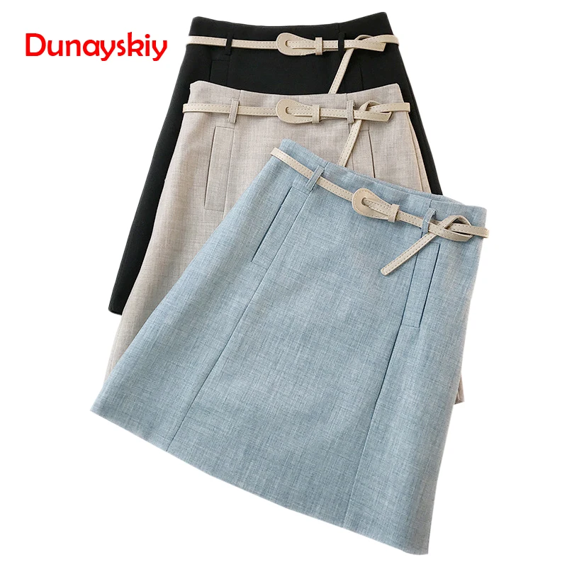 

Khaki Blue Skirts Women Fashion A-Line Mini Skirt Striped All-match Clothing Plus Size Short Skirt 2019 New Spring Summer Casual