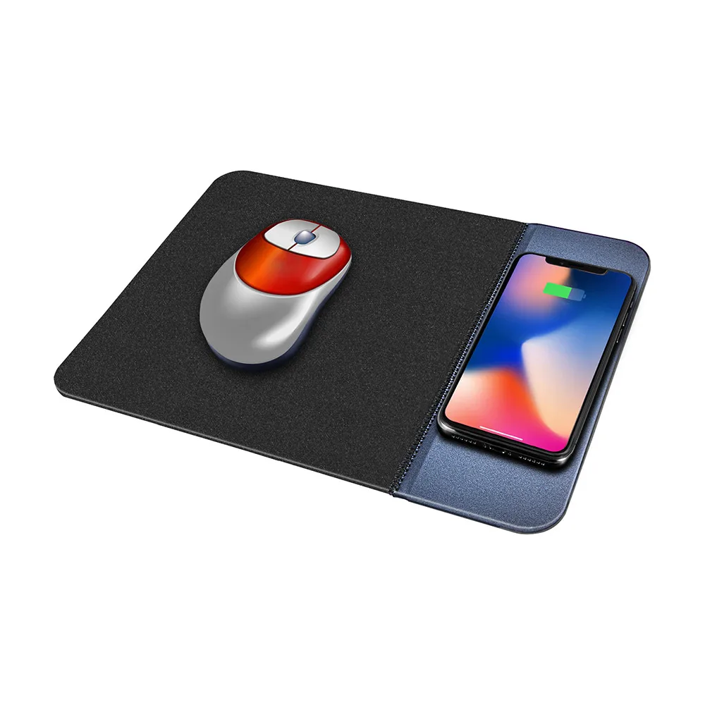 

2 IN 1 10W Qi Wireless Charger Computer Mouse Pad Charging Mat for iPhone X 8 Plus Samsung S8 Note 8 desktop Non-slip PU+ rubber