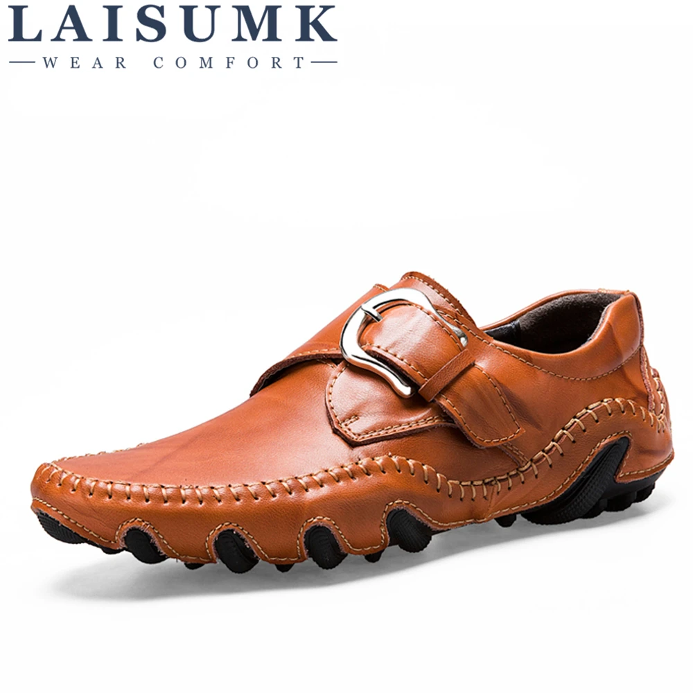 

LAISUMK Brand Designer Luxury Loafers Moccasins Men Genuine Leather Sneakers Male Footwear Causal Shoes Men Leather Big Size