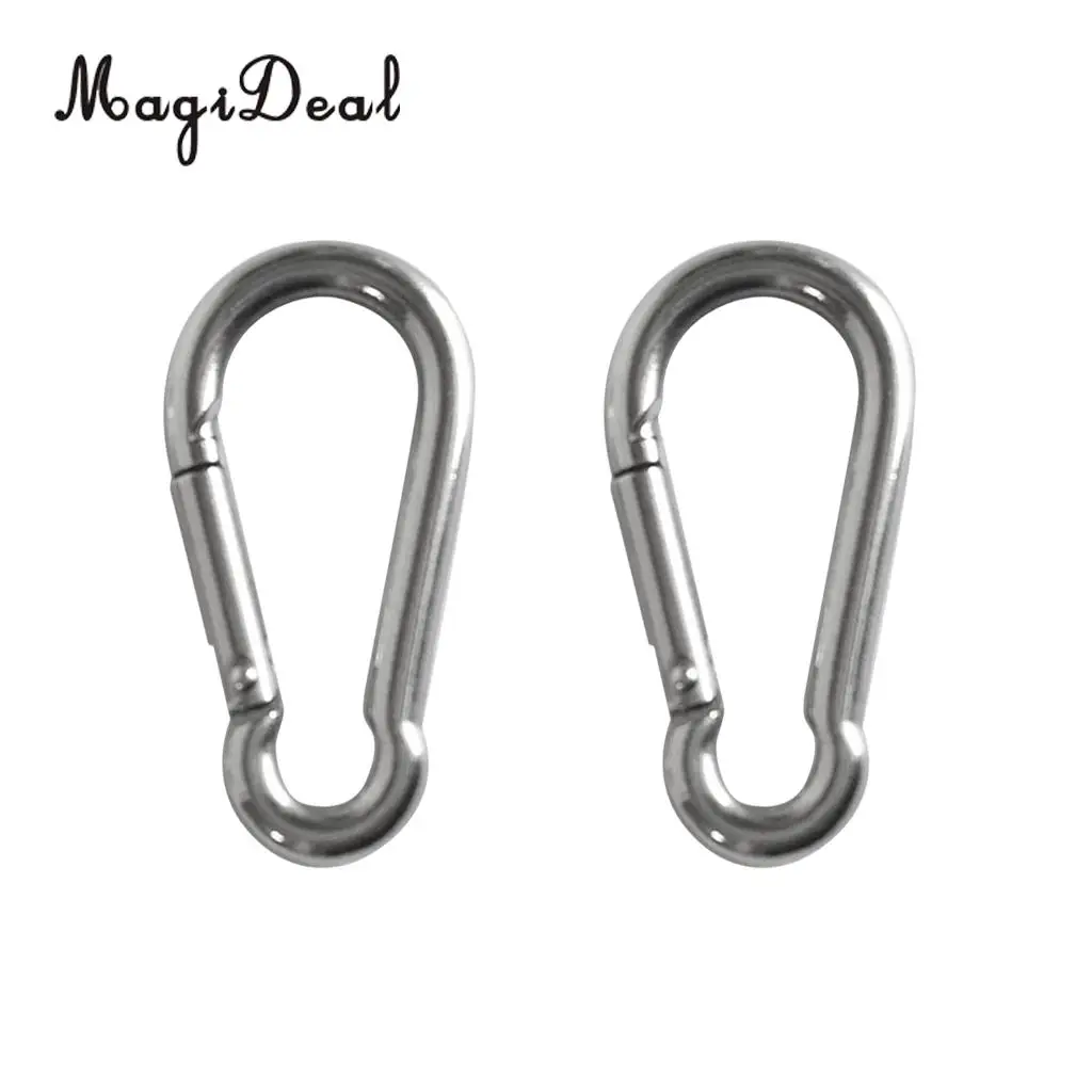 MagiDeal 2Pcs Stainless Steel Carabiner Clip Snap Spring Fast Hook Buckle M5/4x50/40mm for Camping Hiking Boating Kayaking Acce