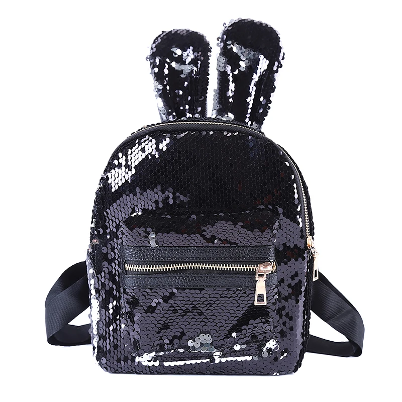 Women Cute Rabbit Ears Sequins Backpack Double Shoulder Bag Mini Backpacks Children Girls Travel Knapsack Simple Fashion | Багаж и сумки