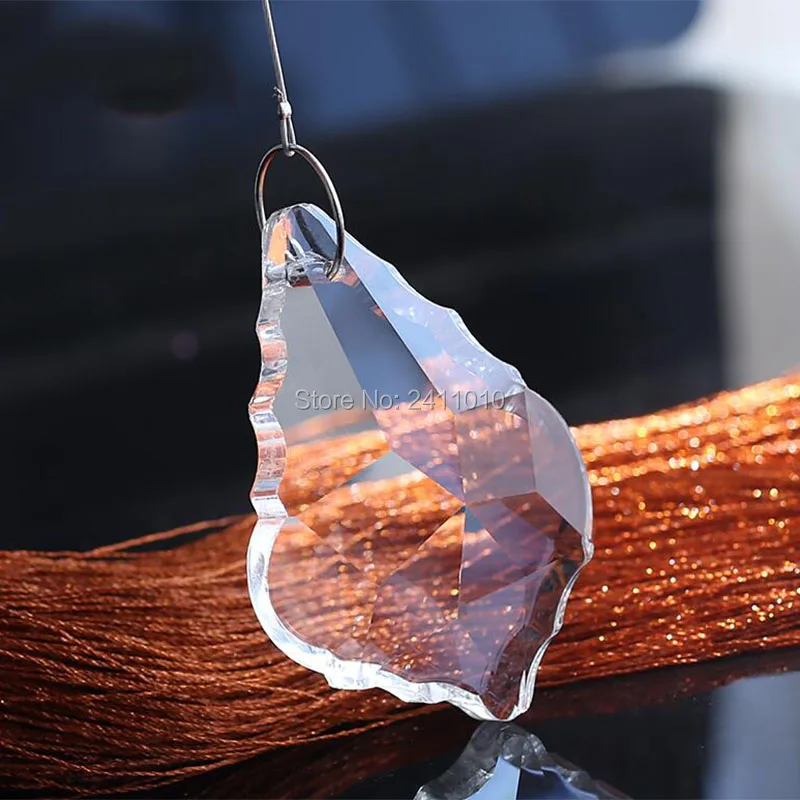 

50pcs 38*22mm Crystal Chandelier Pendants Maple Leaf Shape Prism Parts Beads Curtain Home Wedding Party Decor Hanging Ornaments