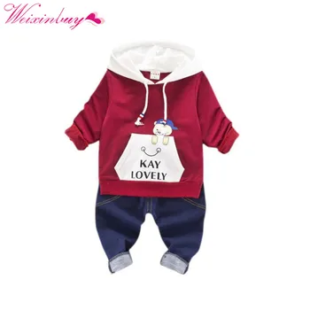 

0-4T Newborn Baby Clothes Cartoon Hooded Sweater+Casual Jeans Set Newborn Autumn Sports Boy Clothes Set Boy Clothes Set For Boys